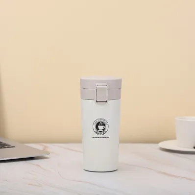 Stainless steel thermos cup with temperature display - White