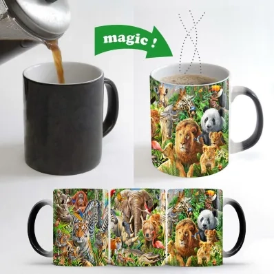 Thermal-Changing Ceramic Mug, Animal World