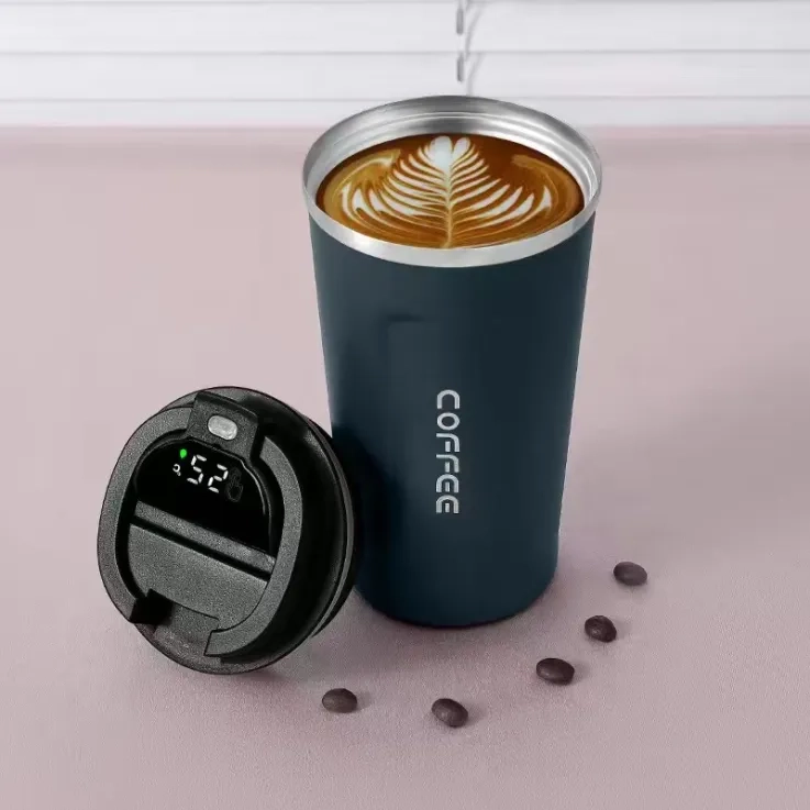 Stainless steel thermos cup with temperature display - Blue Stainless steel thermos cup with temperature display - Blue