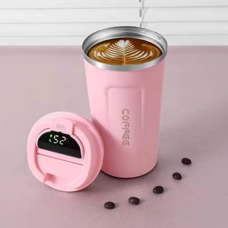 Stainless steel thermos cup with temperature display - Pink Stainless steel thermos cup with temperature display - Pink