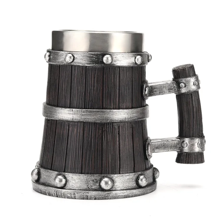 Wooden barrel beer mug, stainless steel Wooden barrel beer mug, stainless steel