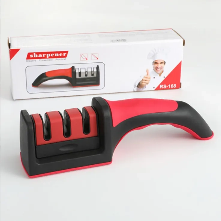 Knife sharpener - Red head, 3 sections Knife sharpener - Red head, 3 sections